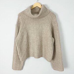NEW Tan Chunky Knit Turtleneck Sweater Winter Cozy Relaxed Size XL Women's